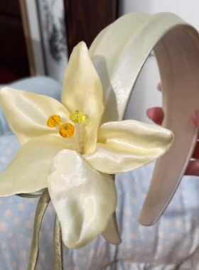 韩式高级感百合花朵压发头箍