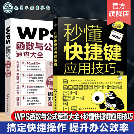 2册 秒懂快捷键应用技巧 WPS函数与公式速查大全 全彩图解 提升办公效率 常用函数公式速查 office办公软件一本通 新手学办公软件