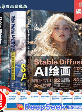 4册 Stable Diffusion AI绘画商业应用案例教程 文生图提示词模型训练插件应用 Midjourney ControlNet AI绘画与设计商业应用实战
