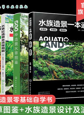 4册 水族造景一本通 水草缸造景全流程图解 水草缸造景设计 500种造景水草图鉴 水草缸造景流程造景技巧 水族造景零基础自学书