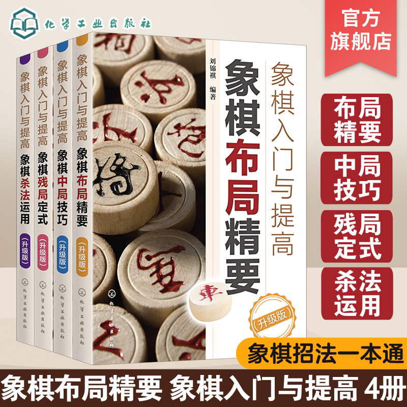 正版 象棋入门与提高升级版 共4册 象棋技巧杀法运用布局精要象棋残局定式破解指南 初学者棋谱基础教程 中国象棋棋谱教程入门书籍