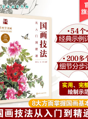 国画技法从入门到精通 正统国画技法入门零基础教程书籍写意临摹初学者自学少儿童教材动物花鸟牡丹梅兰竹菊水墨中国画图册范本书