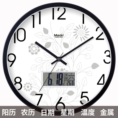 现代简约静音挂钟 客厅金属创意电子挂表 卧室日历时钟万年历家用|msdalam kategori Aksesori rumah, hiasan loceng rumah/Jam Penggera, jam dinding - dari Buy2taobao.com untuk memberikan perkhidmatan ejen Taobao profesional membeli