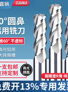 钨钢合金圆鼻刀高光铝用铣刀合金牛鼻子立铣刀4R0.5 6R1 8R2加长