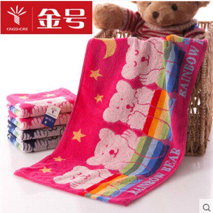 金号毛巾 一等专柜正品 纯棉卡通彩虹熊 情侣吸水面巾 特价促销