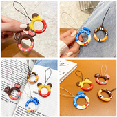 日韩糖果立体硅胶手指环卡通硅胶短挂绳件钥匙挂饰品防摔挂件可爱