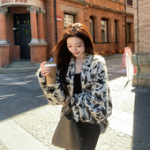 Oversais宽松落肩袖 张林超LIN BOUTIQUE 显瘦显腿长花色短外套女