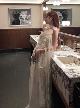 张林超LIN BOUTIQUE 秀场级摄影女神性感气质仙气吊带连衣裙纱裙