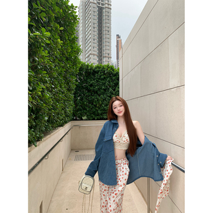 休闲外套女早春新款 LIN 宽松型牛仔衬衫 长袖 百搭 BOUTIQUE