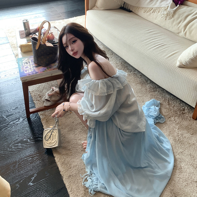 张林超LIN BOUTIQUE showroom私服套装 一字肩上衣开衩半身裙套装