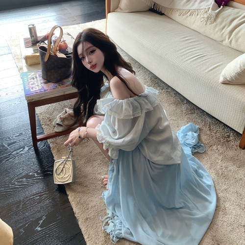 张林超LIN BOUTIQUE showroom私服套装 一字肩上衣开衩半身裙套装