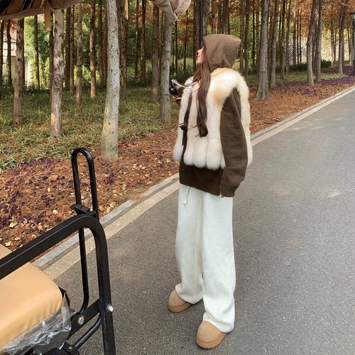 LINBOUTIQUE加绒针织直筒裤