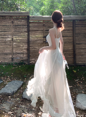 张林超LIN BOUTIQUE 月光下的裙摆  网纱拼接定制长款度假连衣裙