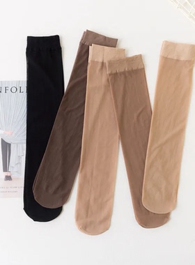 春夏天鹅绒中筒丝袜未过膝小腿袜女30D夏薄透不下滑防勾丝3106