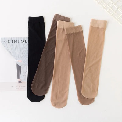 春夏天鹅绒中筒丝袜未过膝小腿袜女30D夏薄透不下滑防勾丝3106