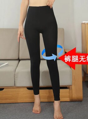 春秋冬季中厚款加绒打底裤子女外穿九分薄绒高腰9分学生秋裤拉绒