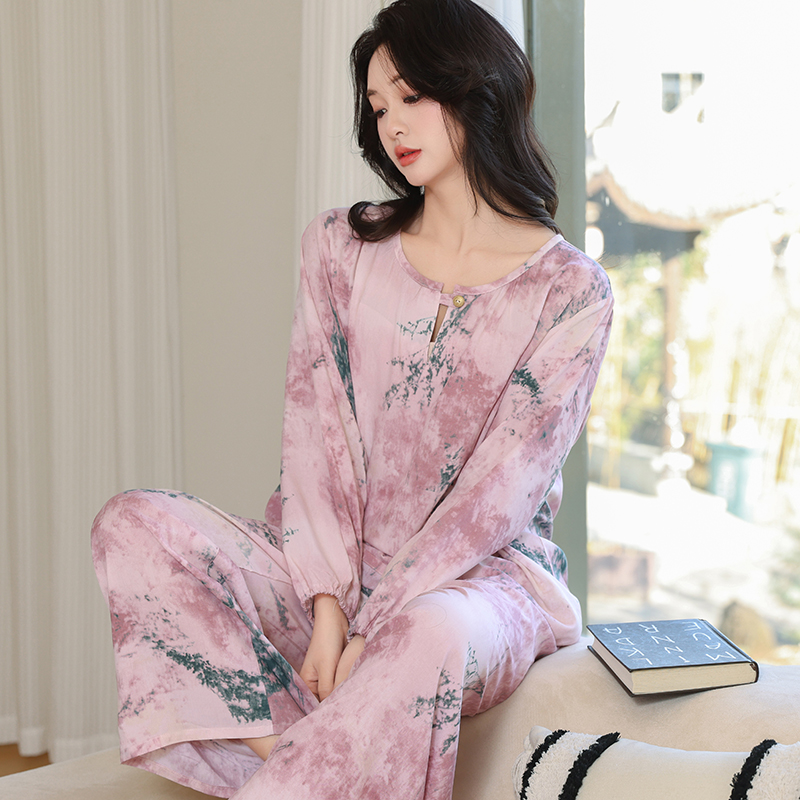 棉绸睡衣女夏季薄款新中式家居服