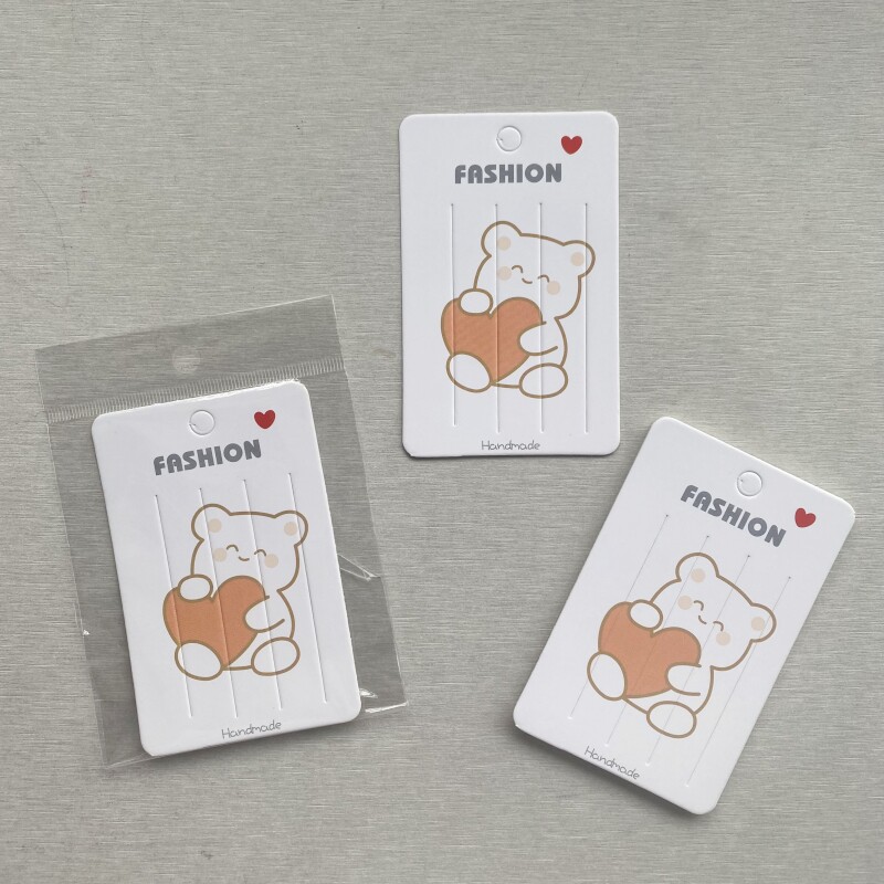 diy发饰卡纸成人儿童发饰品纸卡卡通小熊发夹卡片饰品包装袋卡纸
