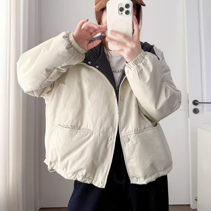 2025新款韩版宽松加厚保暖棉衣女短款小个子连帽面包服冬季外套潮