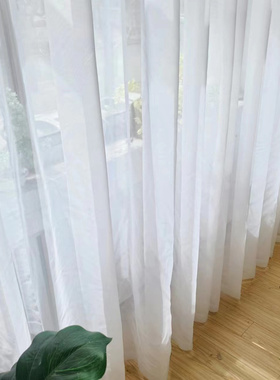 外贸清仓纱帘白色素粉雅灰客厅飘窗阳台透光背景纱防蚊滤光飘逸仙