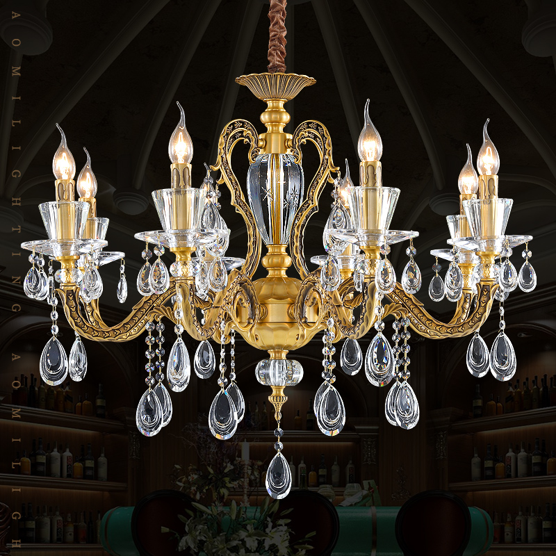 欧式风全铜客厅卧室别墅水晶吊灯
