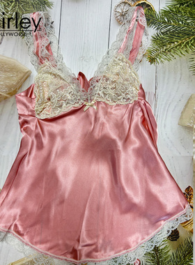 【清仓】诱惑性感睡衣深V吊带纯欲风缎面蓝色免脱遮肉显瘦小夜衣