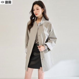 迪奥2026秋装新款女士风衣外套气质简约慵懒风休闲百搭中长款外套