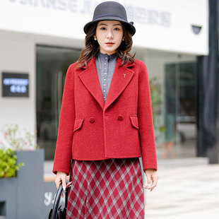 女毛呢大衣 气质通勤毛呢西装 迪奥羊毛双面呢短外套女2026新款 时尚