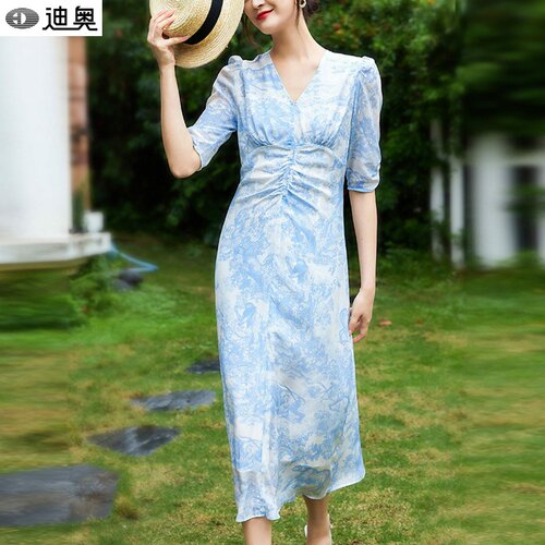 迪奥高品质时尚100%真丝连衣裙女