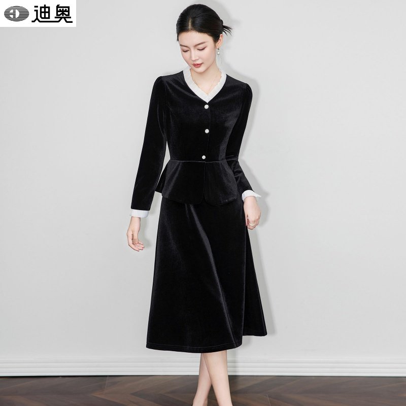 迪奥女装法式赫本风连衣裙25秋冬新款气质名媛收腰显瘦长袖丝绒裙,女装/女士精品,连衣裙,淘宝优惠券,粉丝福利购,淘宝优惠卷