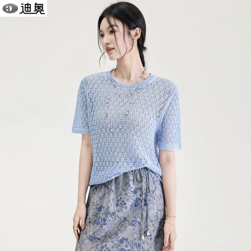 迪奥夏季短袖针织衫女高级感T恤