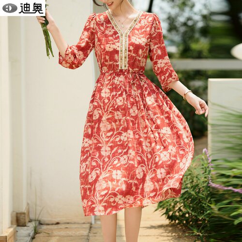 迪奥真丝连衣裙夏季桑蚕丝中长裙