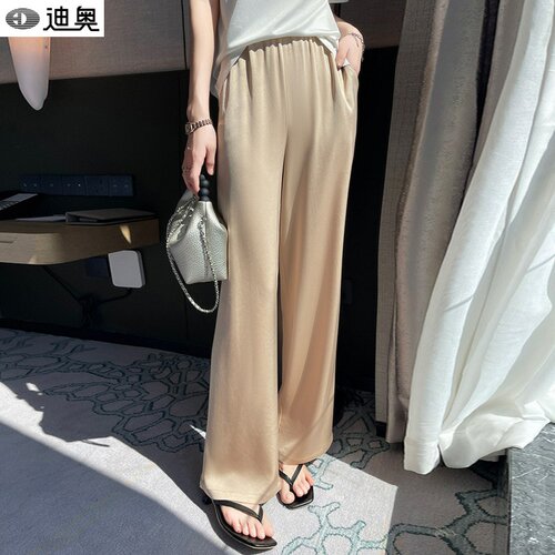 迪奥高级感醋酸松紧腰休闲长裤女