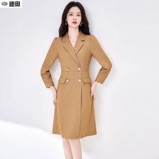 迪奥26早秋新款轻奢高级气质优雅连衣裙女职业通勤OL西装裙长裙