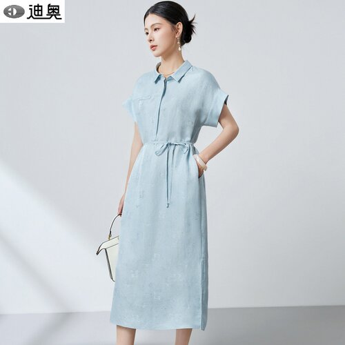 迪奥时尚通勤优雅桑蚕丝连衣裙女