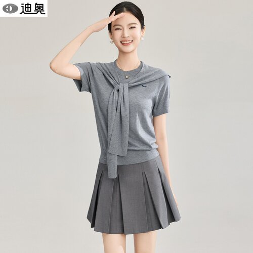 迪奥时尚小众设计感短袖针织衫女
