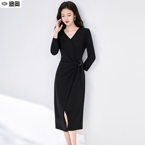 迪奥早秋大方得体绝美黑色连衣裙