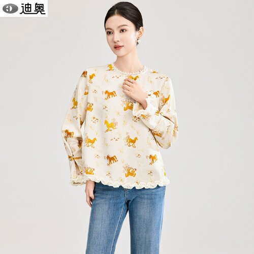 迪奥禅意茶服气质优雅长袖衬衫女
