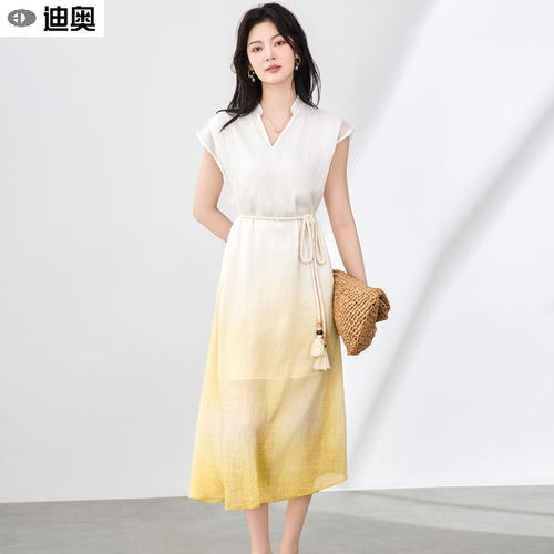 迪奥复古晕染设计感文艺范连衣裙