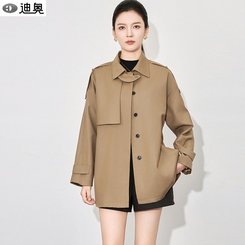 迪奥高品质短款风衣女26春秋款新款设计感外套小个子时尚系带上衣