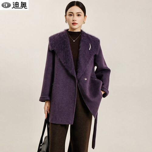 迪奥法式名媛风苏丽绒羊毛大衣女