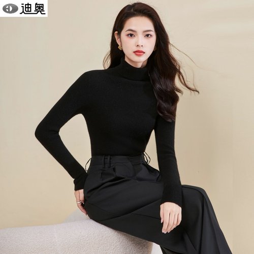 迪奥高品质纯色简约高领羊毛衫女