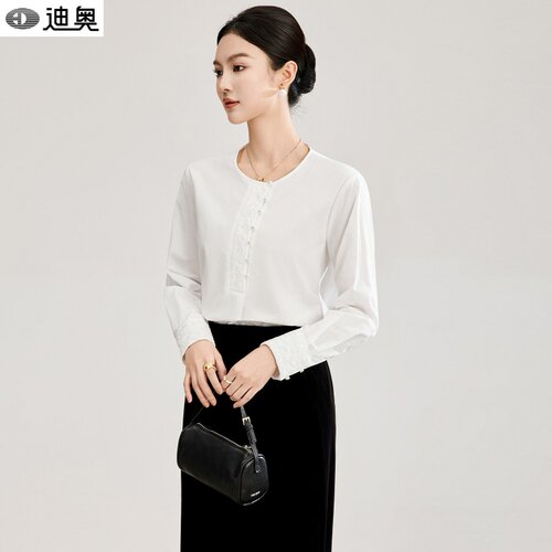迪奥白色长袖衬衫女气质雅致衬衣