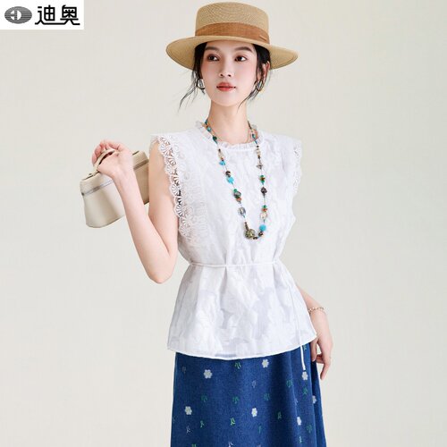 迪奥小众轻奢优雅无袖衬衫背心女