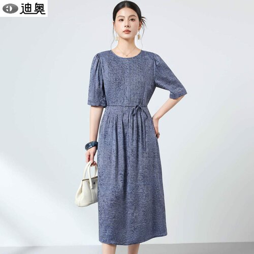迪奥女士连衣裙气质桑蚕丝亚麻裙