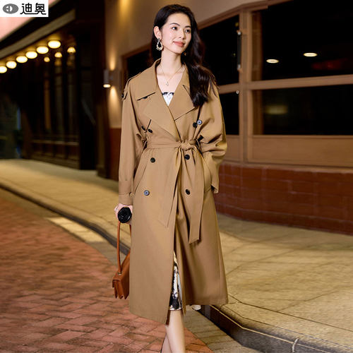 迪奥高端时尚通勤中长风衣外套女