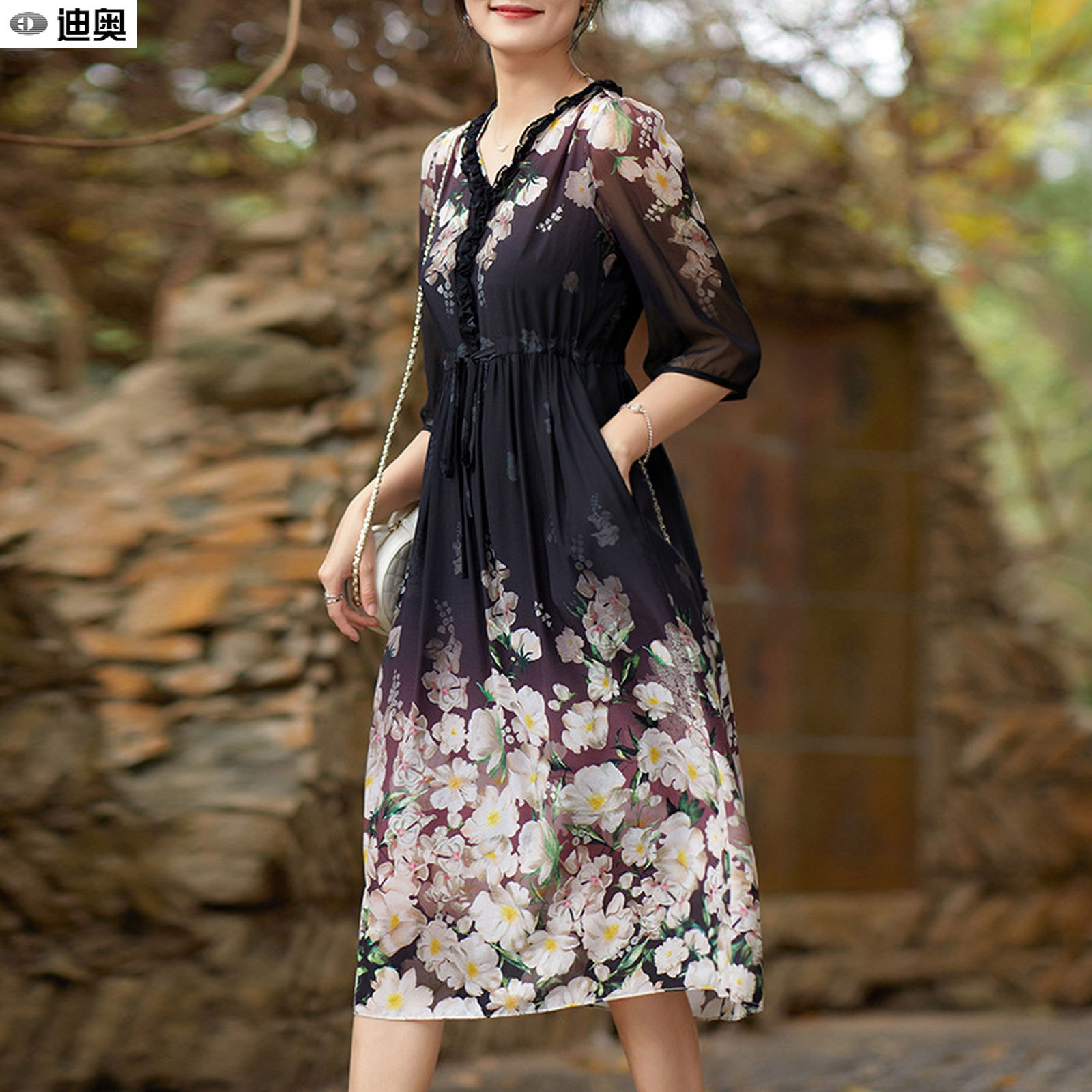 迪奥大牌连衣裙氛围感显瘦茶歇裙