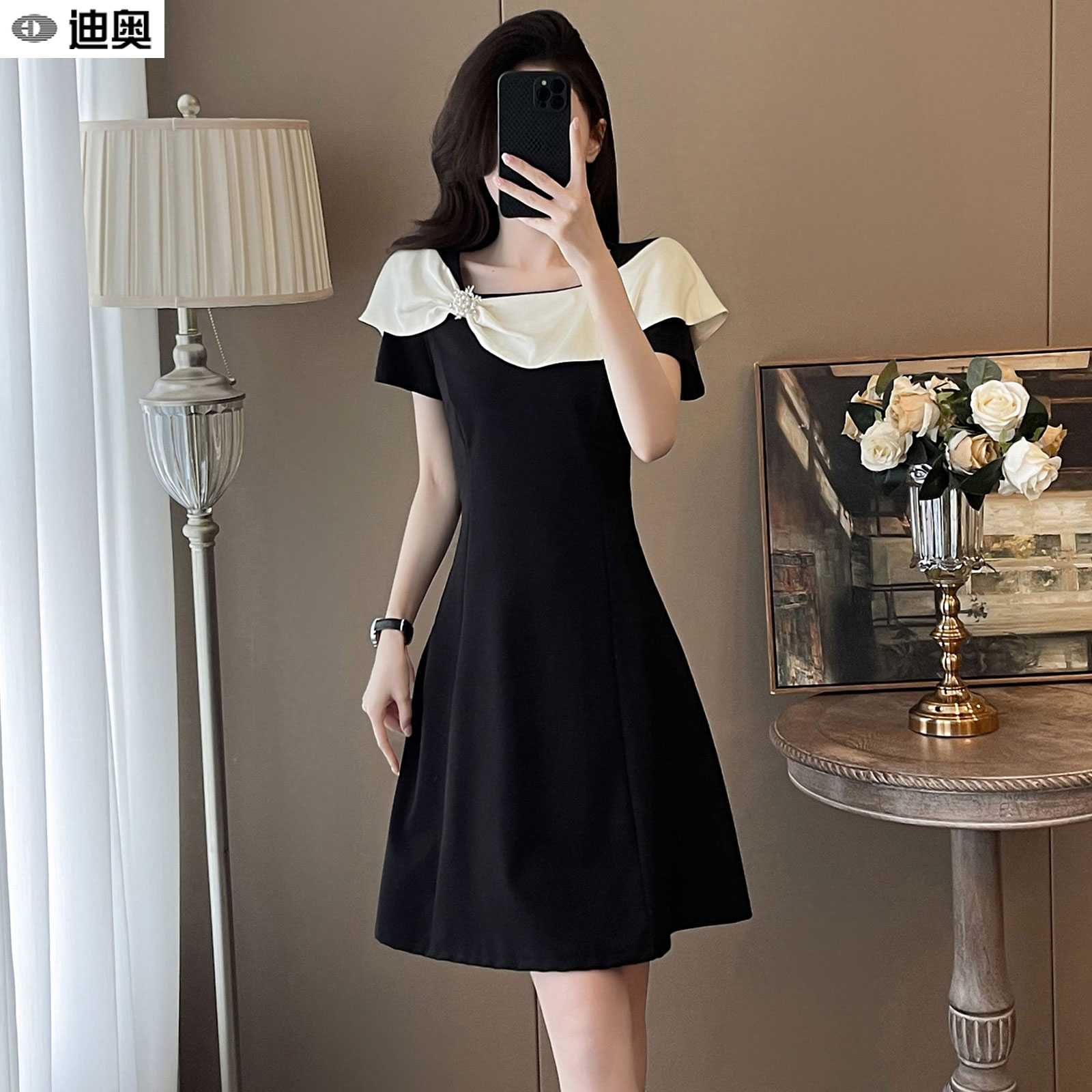 迪奥高级感连衣裙名媛风小黑裙夏