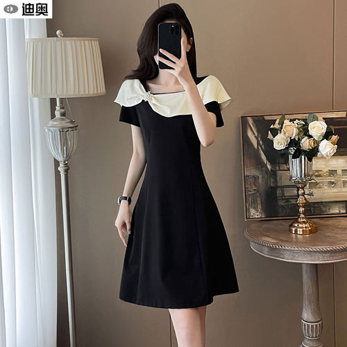 迪奥高级感连衣裙名媛风小黑裙夏