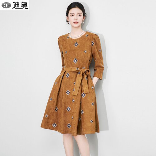 迪奥秋冬法式复古减龄长袖连衣裙